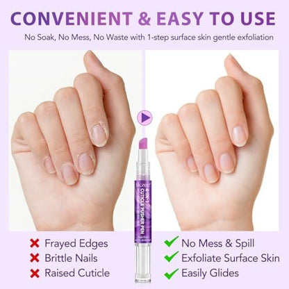 4-in-1 Cuticle Pusher & Oil Pen with Natural Oils – Moisturize, Strengthen & Brighten Nails (Purple, 0.12 Fl Oz) Avelisse