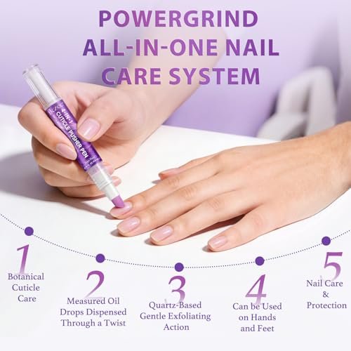 4-in-1 Cuticle Pusher & Oil Pen with Natural Oils – Moisturize, Strengthen & Brighten Nails (Purple, 0.12 Fl Oz) Avelisse