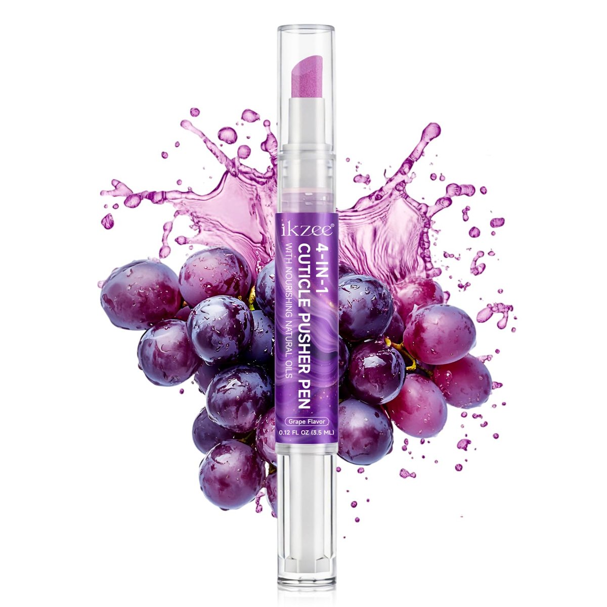4-in-1 Cuticle Pusher & Oil Pen with Natural Oils – Moisturize, Strengthen & Brighten Nails (Purple, 0.12 Fl Oz) Avelisse