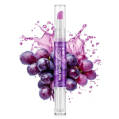 4-in-1 Cuticle Pusher & Oil Pen with Natural Oils – Moisturize, Strengthen & Brighten Nails (Purple, 0.12 Fl Oz) Avelisse