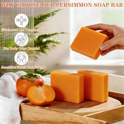 forvirness 6 PCS Persimmon Soap Bar for Body Odor Control - Natural Deodorant Body Bar Soap for Old People Smell - Odor Wash Soap with Japanese Persimmon Extract Avelisse