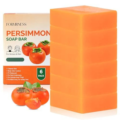 forvirness 6 PCS Persimmon Soap Bar for Body Odor Control - Natural Deodorant Body Bar Soap for Old People Smell - Odor Wash Soap with Japanese Persimmon Extract Avelisse