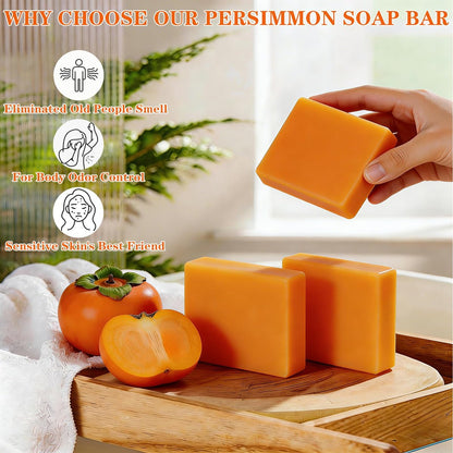 forvirness 6 PCS Persimmon Soap Bar for Body Odor Control - Natural Deodorant Body Bar Soap for Old People Smell - Odor Wash Soap with Japanese Persimmon Extract Avelisse