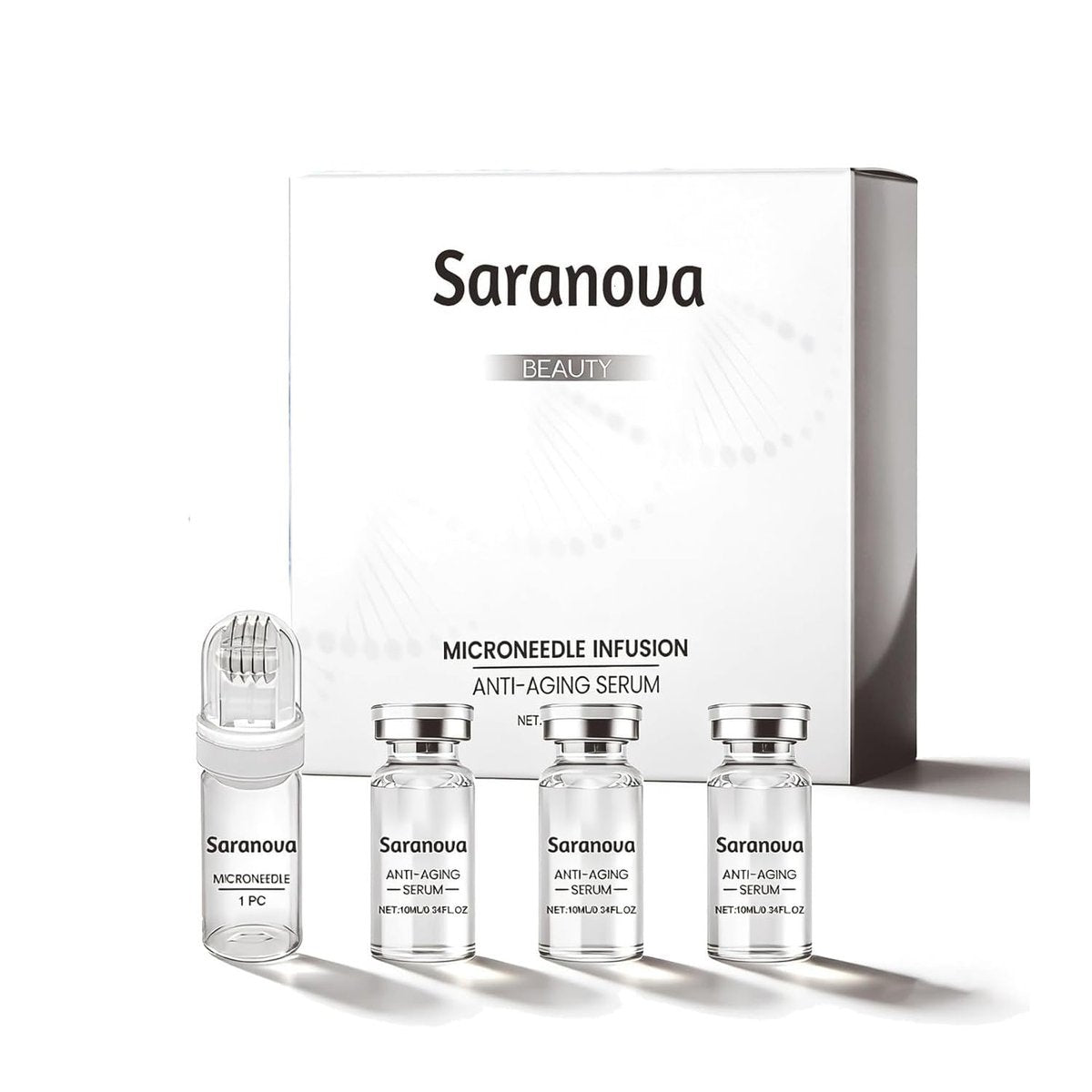 Saranova Micro Infusion System for Face - Moisturizing Serum & Stamp Kit for Hydrated, Smooth Skin (1-Month Supply) Avelisse