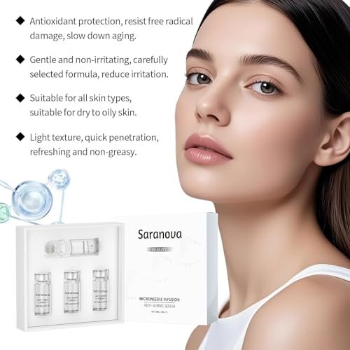 Saranova Micro Infusion System for Face - Moisturizing Serum & Stamp Kit for Hydrated, Smooth Skin (1-Month Supply) Avelisse