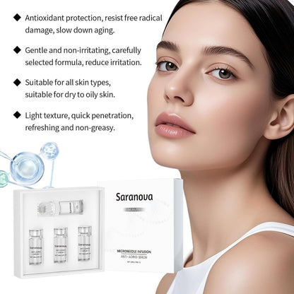Saranova Micro Infusion System for Face - Moisturizing Serum & Stamp Kit for Hydrated, Smooth Skin (1-Month Supply) Avelisse