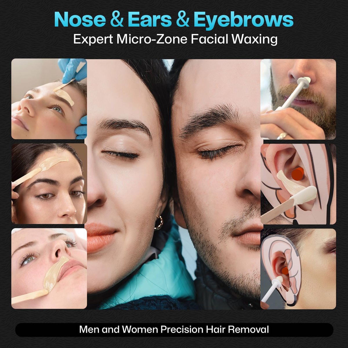 Wokaar Digital Ear and Nose Waxing Kit with Power Adapter, 100g Wax, 50 Applicators – Painless Eyebrow & Facial Hair Removal for Men and Women, 109-Piece Professional Home Waxing Kit Avelisse