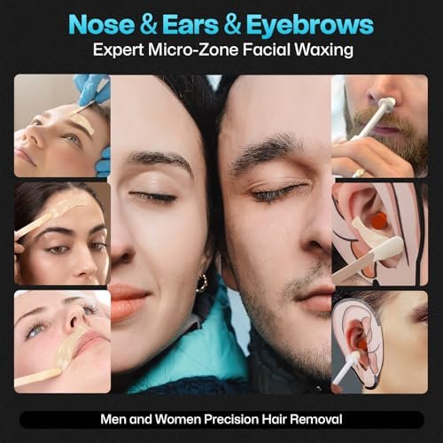 Wokaar Digital Ear and Nose Waxing Kit with Power Adapter, 100g Wax, 50 Applicators – Painless Eyebrow & Facial Hair Removal for Men and Women, 109-Piece Professional Home Waxing Kit Avelisse