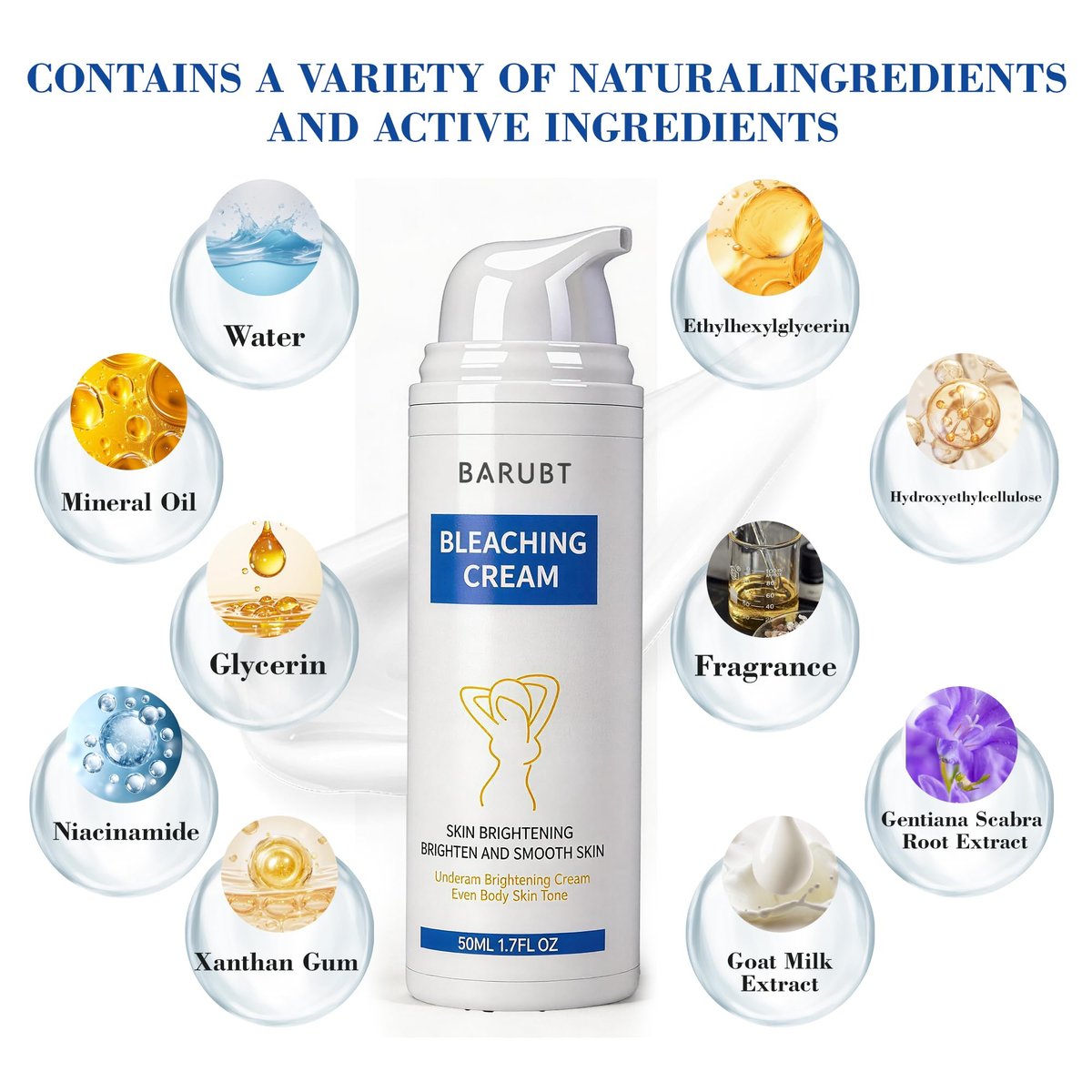 MyTend Skin Bleaching Cream - Intimate Area Lightening Cream for Inner Thighs, Bikini Line, Underarms, Elbows & Knees - Hydrating Whitening Body Cream - 1.7 Fl Oz Avelisse