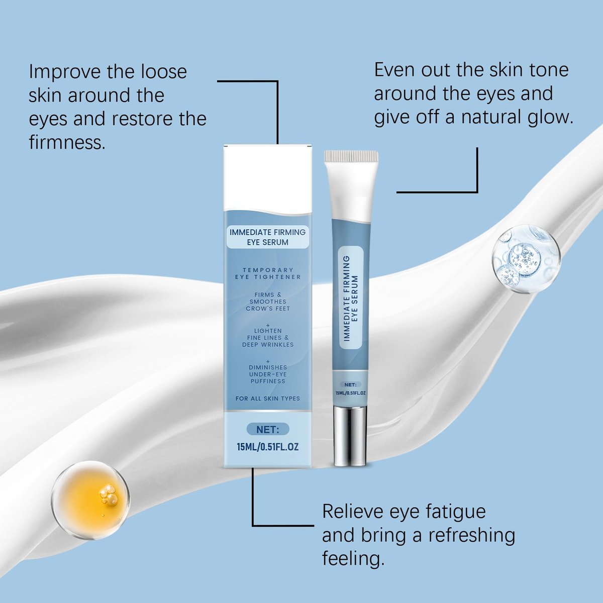 Instant Firming Eye Serum – Anti-Aging Under Eye Cream for Bags, Dark Circles, Puffiness & Wrinkles – Visibly Reduces Fine Lines & Crow's Feet with Wrinkle Filler Formula - görsel 5