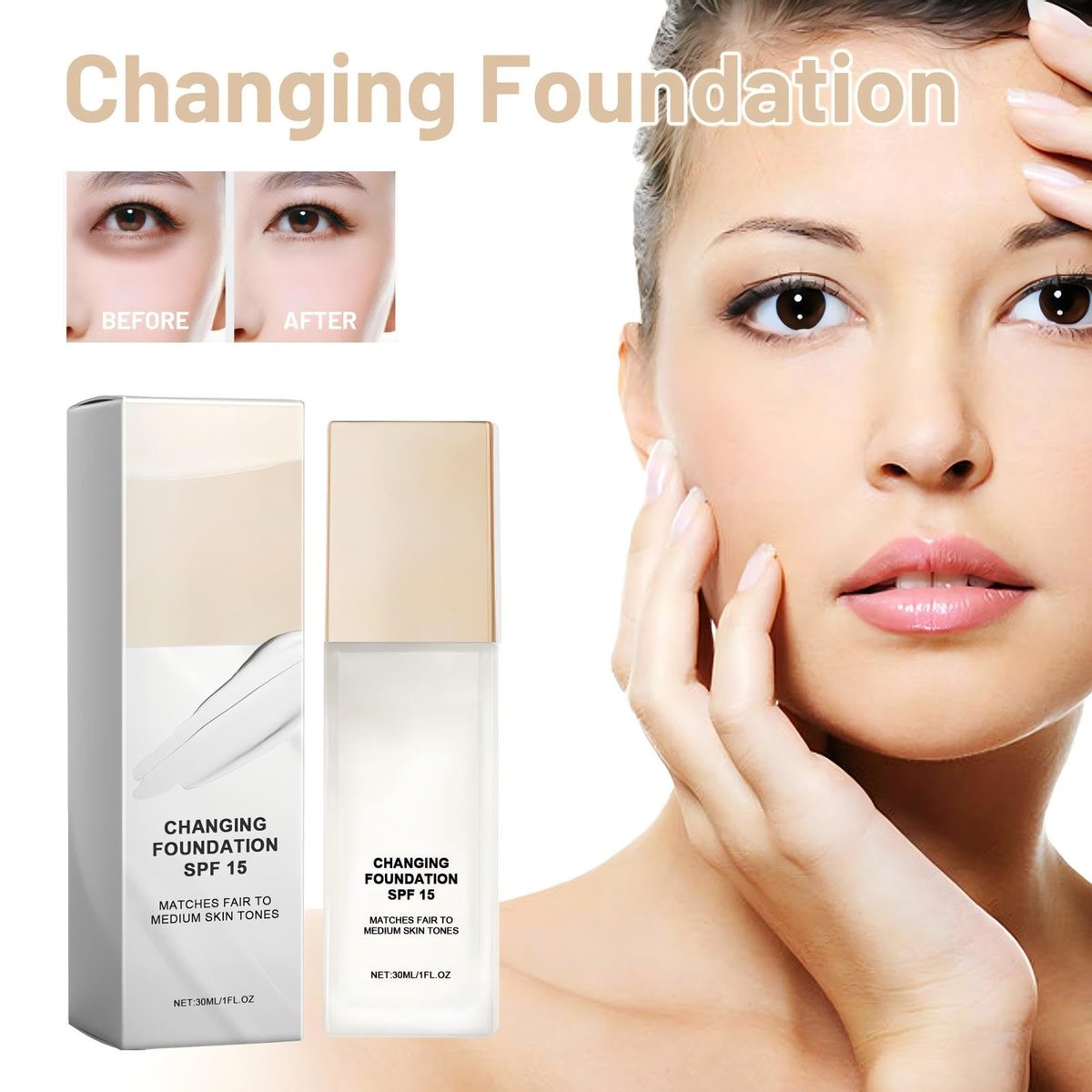 Iuxe 4-in-1 Foundation for Mature Skin – Longwear Full Coverage, Hydrating & Waterproof (1 Fl Oz) Avelisse