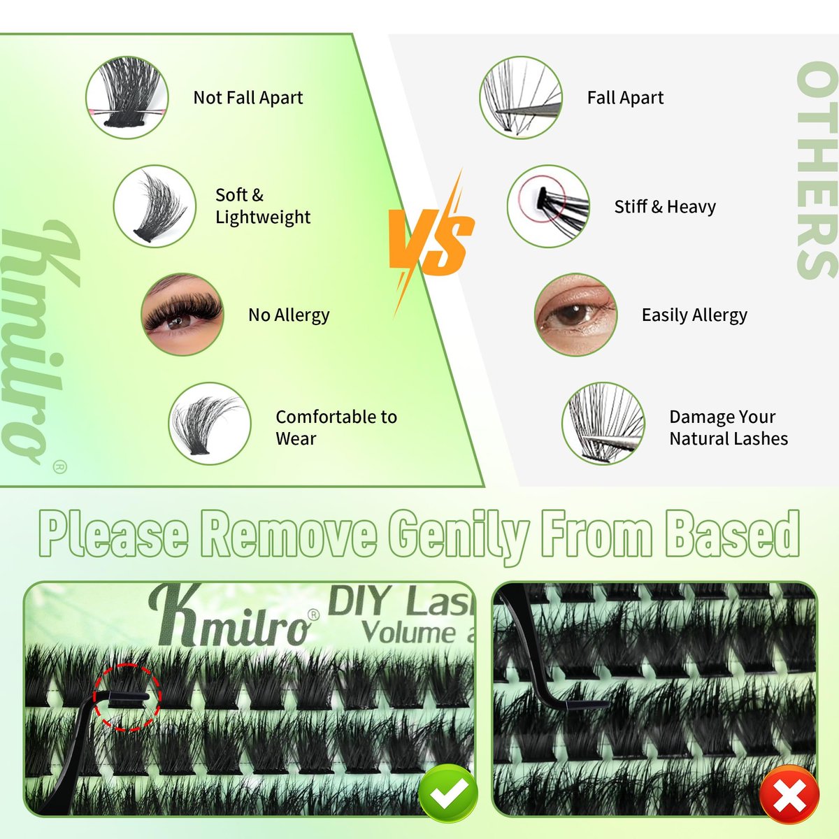 Kmilro Lash Clusters Kit 8-18mm Volume Cluster Eyelash Extensions – 224Pcs Thick Wispy DIY False Lashes with Ultra-Thin Black Band Avelisse