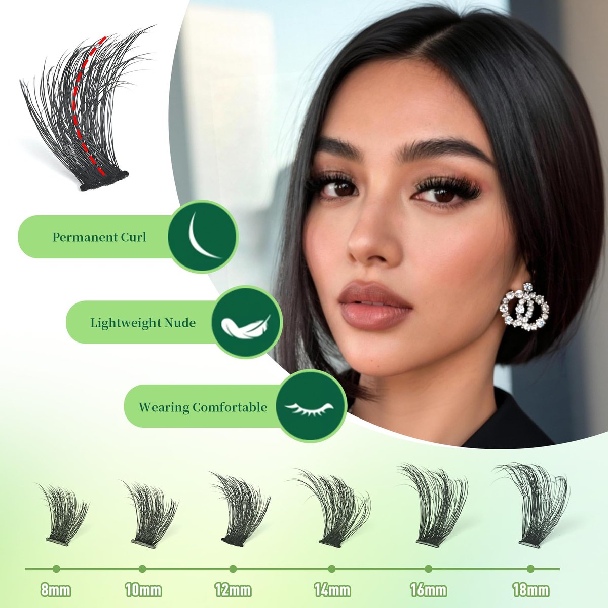 Kmilro Lash Clusters Kit 8-18mm Volume Cluster Eyelash Extensions – 224Pcs Thick Wispy DIY False Lashes with Ultra-Thin Black Band Avelisse