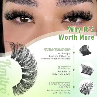 Kmilro Lash Clusters Kit 8-18mm Volume Cluster Eyelash Extensions – 224Pcs Thick Wispy DIY False Lashes with Ultra-Thin Black Band Avelisse