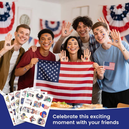 250th Anniversary USA Temporary Tattoos – 15 Sheets, 250 Years American Flag Tattoos, 60 Styles, 1776-2026 4th of July Decorations