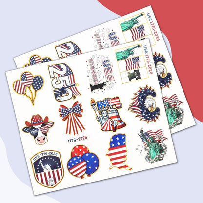 250th Anniversary USA Temporary Tattoos – 15 Sheets, 250 Years American Flag Tattoos, 60 Styles, 1776-2026 4th of July Decorations