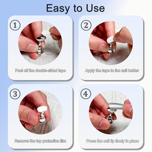 Nail Stand for Press Ons Display & Practice – Magnetic Fake Nail Tips Holder with Metal Base & Reusable Double-Sided Tape for Acrylic Nails, Home DIY Art Salon Supplies - görsel 8