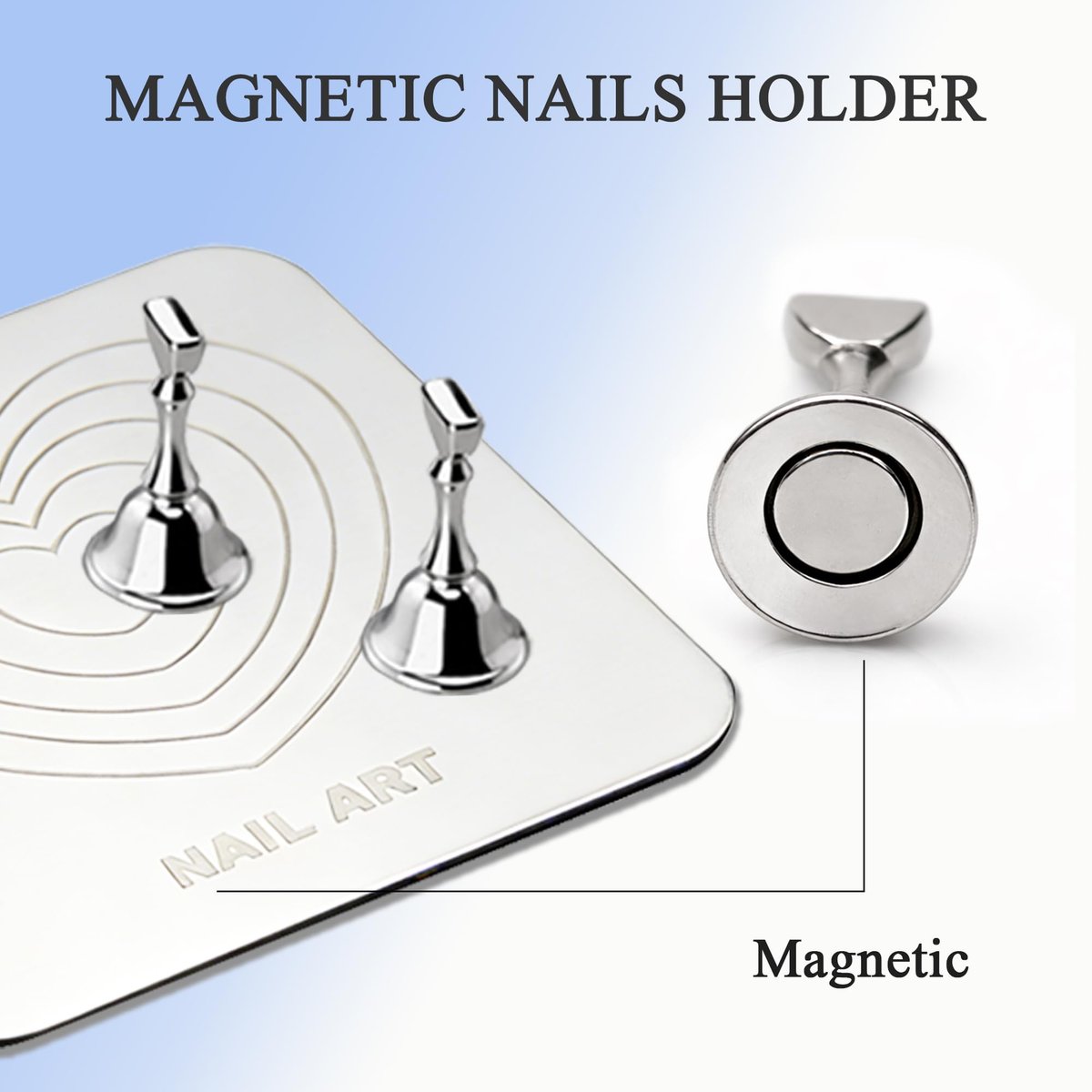Nail Stand for Press Ons Display & Practice – Magnetic Fake Nail Tips Holder with Metal Base & Reusable Double-Sided Tape for Acrylic Nails, Home DIY Art Salon Supplies - görsel 3
