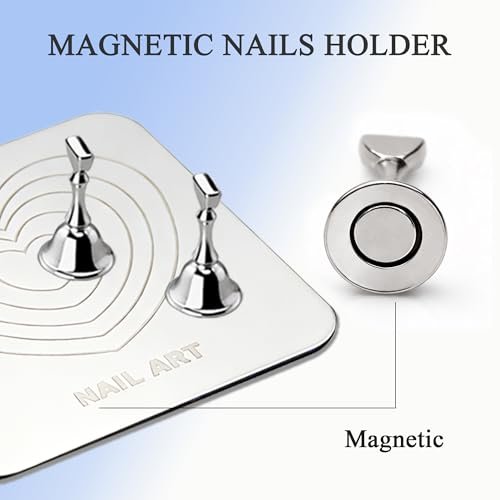 Nail Stand for Press Ons Display & Practice – Magnetic Fake Nail Tips Holder with Metal Base & Reusable Double-Sided Tape for Acrylic Nails, Home DIY Art Salon Supplies - görsel 4