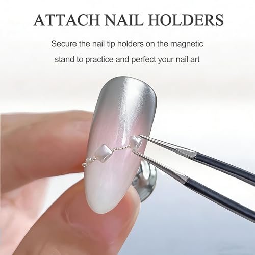 Nail Stand for Press Ons Display & Practice – Magnetic Fake Nail Tips Holder with Metal Base & Reusable Double-Sided Tape for Acrylic Nails, Home DIY Art Salon Supplies - görsel 6