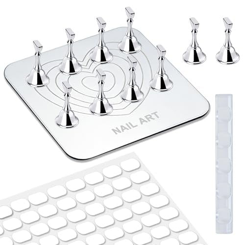 Nail Stand for Press Ons Display & Practice – Magnetic Fake Nail Tips Holder with Metal Base & Reusable Double-Sided Tape for Acrylic Nails, Home DIY Art Salon Supplies - görsel 2