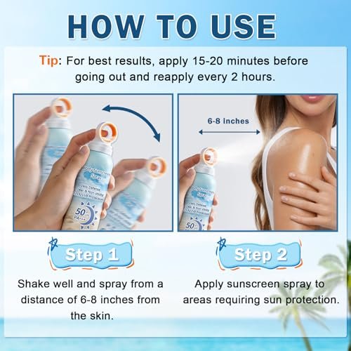 Mineral Sunscreen Spray SPF 50, Zinc Oxide Sunscreen Spray for Face & Body, Broad-Spectrum UVA/UVB Protection, Lightweight, Water-Resistant, Non-Greasy, 6.76 Fl Oz - görsel 10