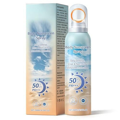 Mineral Sunscreen Spray SPF 50, Zinc Oxide Sunscreen Spray for Face & Body, Broad-Spectrum UVA/UVB Protection, Lightweight, Water-Resistant, Non-Greasy, 6.76 Fl Oz