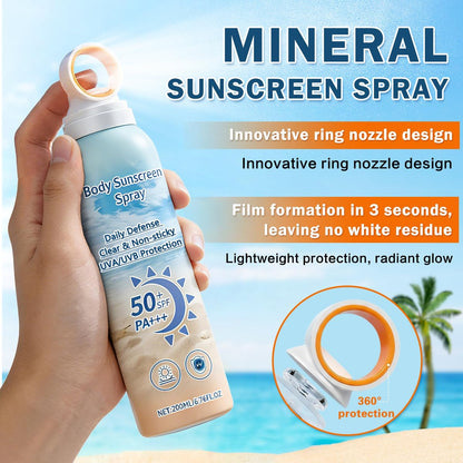 Mineral Sunscreen Spray SPF 50, Zinc Oxide Sunscreen Spray for Face & Body, Broad-Spectrum UVA/UVB Protection, Lightweight, Water-Resistant, Non-Greasy, 6.76 Fl Oz