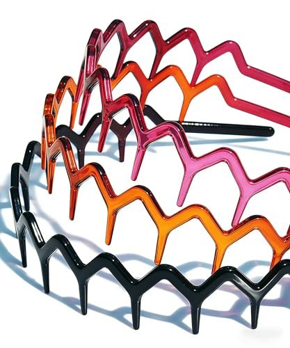 3PCS Zig Zag Headbands for Women Non Slip, ZigZag Hair Comb Headbands with Teeth, Classic 90s Amber Purple Black Headband for Women Men, Plastic Hair Accessories for Everyday Styling & Workout - görsel 3