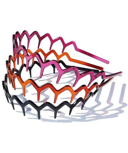 3PCS Zig Zag Headbands for Women Non Slip, ZigZag Hair Comb Headbands with Teeth, Classic 90s Amber Purple Black Headband for Women Men, Plastic Hair Accessories for Everyday Styling & Workout