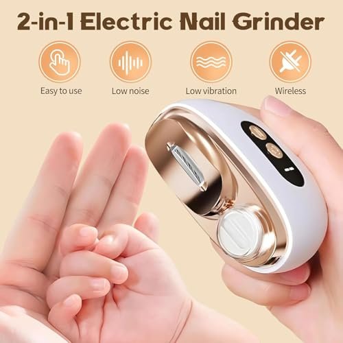 Upgraded 3-in-1 Multi-Functional Electric Nail Clippers for Seniors – 3 Speed Levels, Polishing & Light, White Avelisse