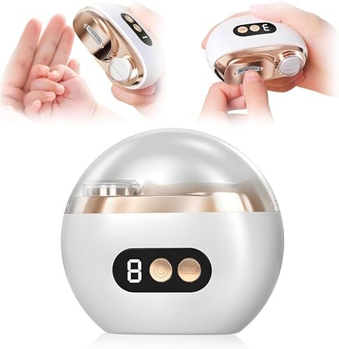 Upgraded 3-in-1 Multi-Functional Electric Nail Clippers for Seniors – 3 Speed Levels, Polishing & Light, White Avelisse