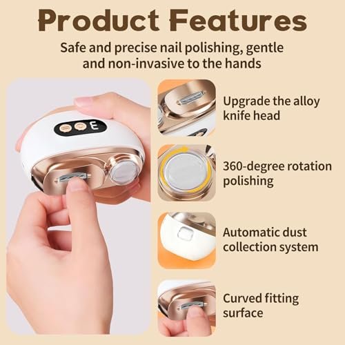 Upgraded 3-in-1 Multi-Functional Electric Nail Clippers for Seniors – 3 Speed Levels, Polishing & Light, White Avelisse