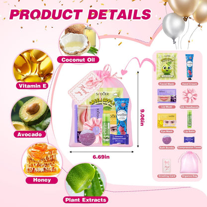 HHXI 70 PCS Spa Party Supplies for Girls - Spa Party Favors with Face Masks, Skincare, Hand Cream, Lip Balm, Under Eye Patches, Lip Mask, and Foot Bath Bombs - Spa Birthday Sleepover Party Supplies Avelisse