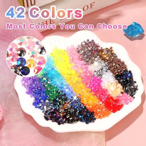 ALTRJO 40000Pcs 42 Colors Resin Jelly Rhinestones for Bedazzling, 3mm Multicolor Resin Flatback Gems for Diamond Art, Bedazzler Kit with 3Pcs 10ml B7000 Jewelry Glue for DIY Crafting Book Shoes Avelisse