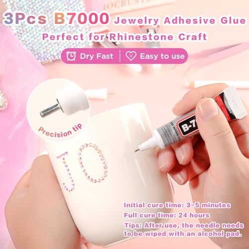 ALTRJO 40000Pcs 42 Colors Resin Jelly Rhinestones for Bedazzling, 3mm Multicolor Resin Flatback Gems for Diamond Art, Bedazzler Kit with 3Pcs 10ml B7000 Jewelry Glue for DIY Crafting Book Shoes Avelisse