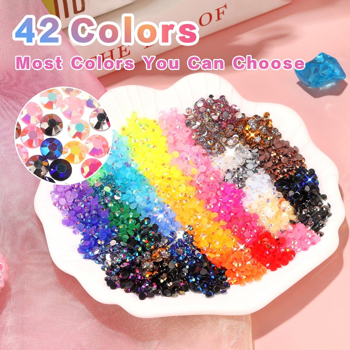 ALTRJO 40000Pcs 42 Colors Resin Jelly Rhinestones for Bedazzling, 3mm Multicolor Resin Flatback Gems for Diamond Art, Bedazzler Kit with 3Pcs 10ml B7000 Jewelry Glue for DIY Crafting Book Shoes Avelisse