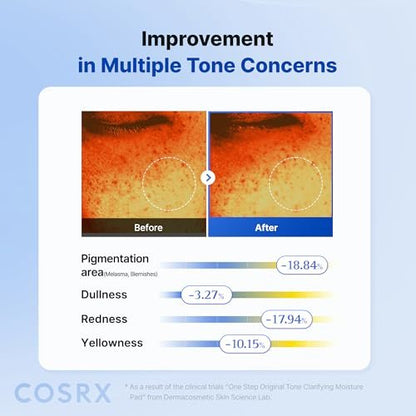 COSRX OneStep Original Tone Clarifying Moisture Pad - 100 Pads Daily Toning Pad for Skin Texture, Hydration & Evening Skin Tone with Arbutin, Glutathione & 12 Hyaluronic Acids