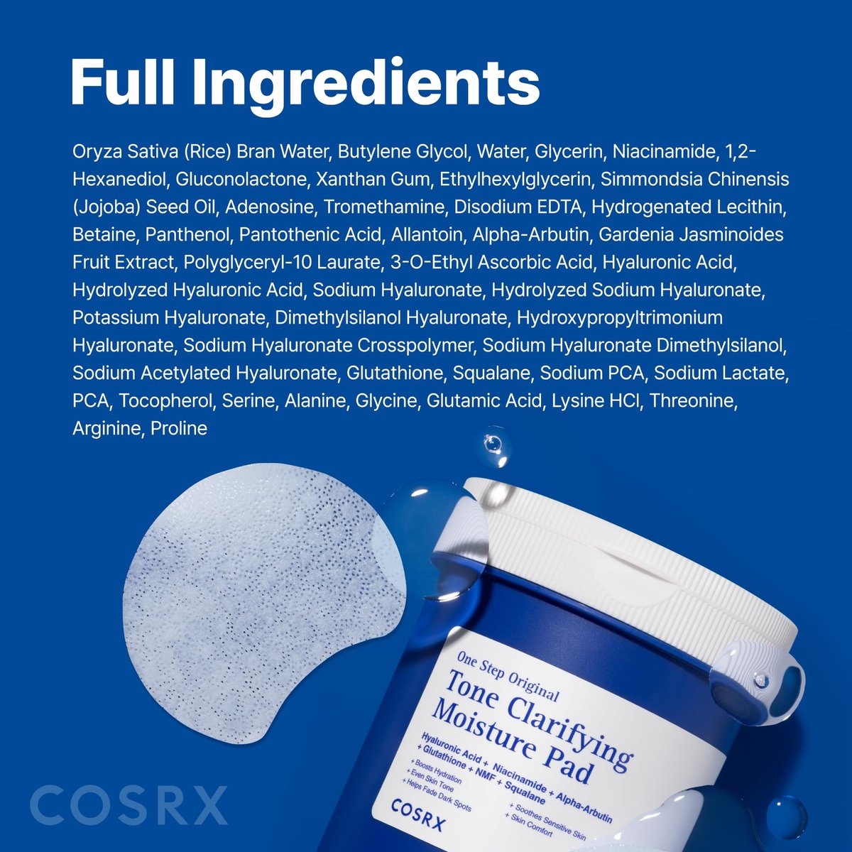 COSRX OneStep Original Tone Clarifying Moisture Pad - 100 Pads Daily Toning Pad for Skin Texture, Hydration & Evening Skin Tone with Arbutin, Glutathione & 12 Hyaluronic Acids - görsel 17