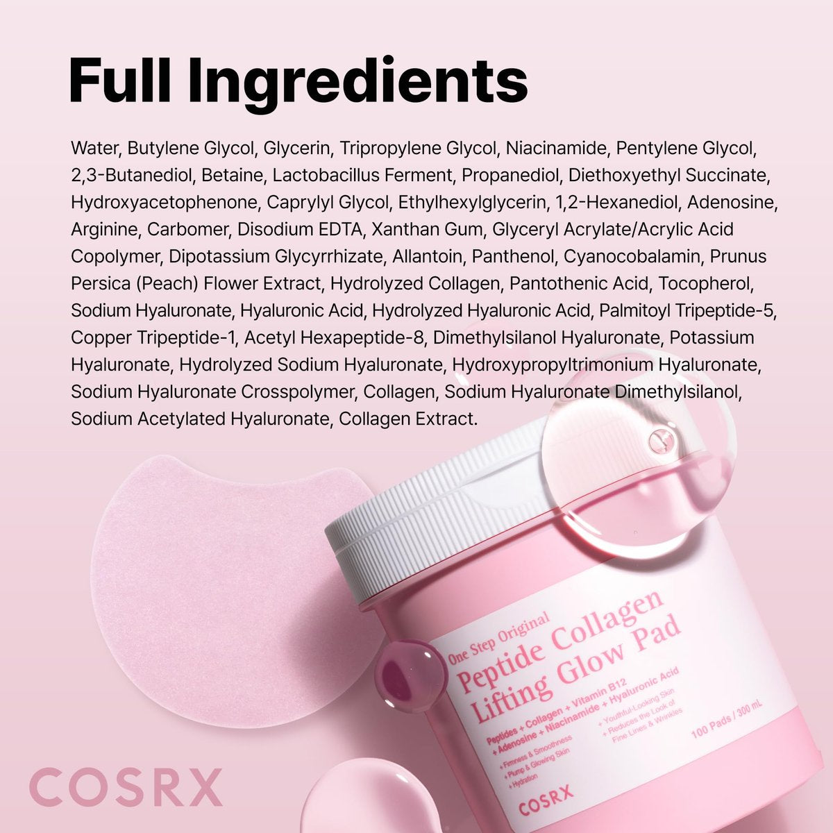 COSRX OneStep Original Peptide Collagen Lifting Glow Pad – 100 Pads | Plumping Toner Pads for Elasticity & Makeup Prep - görsel 15