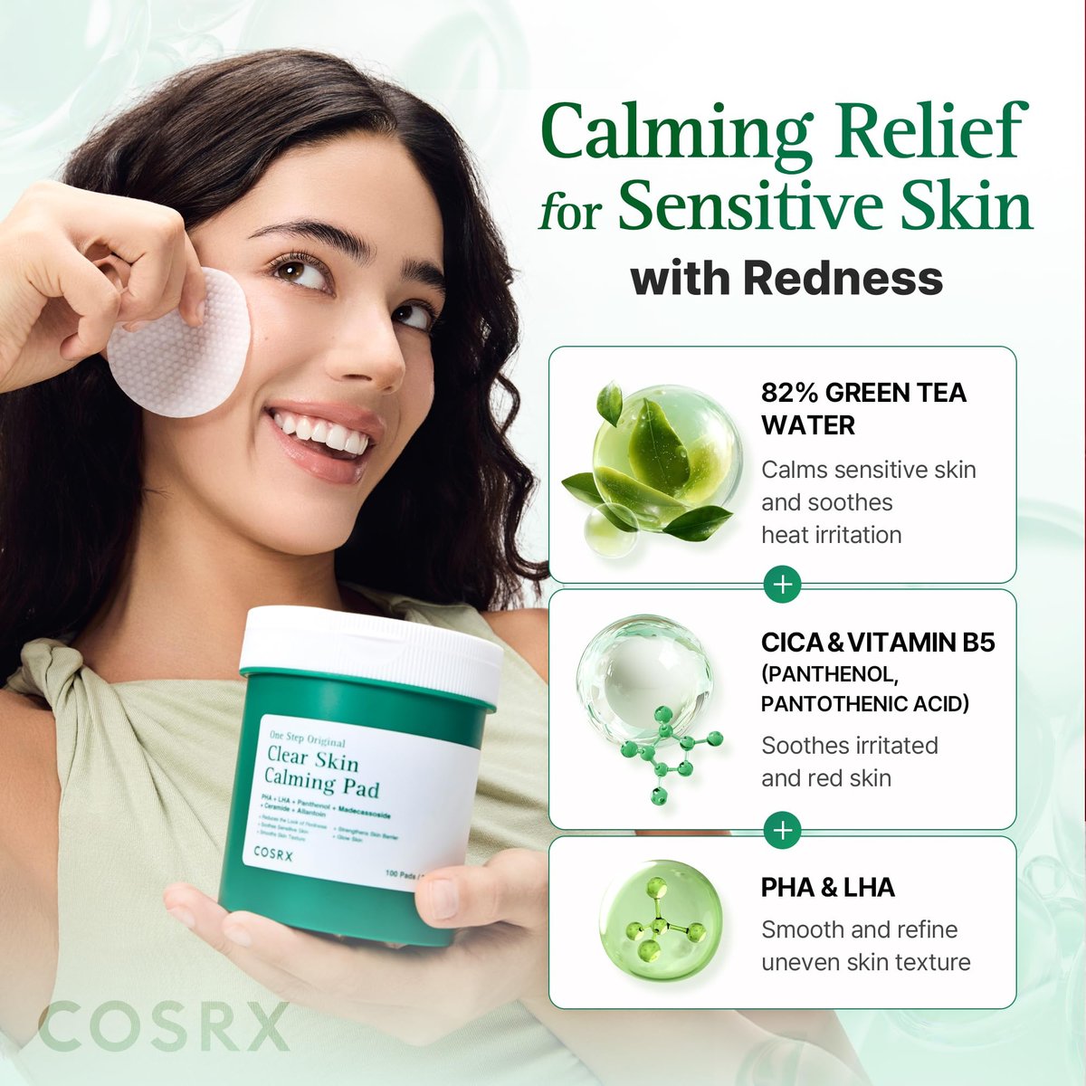 COSRX OneStep Original Clear Skin Calming Pad - 100 Pads, Dual-Sided Facial Pad with Green Tea Water & Cica for Soothing, Barrier Strengthening & Gentle Exfoliation - görsel 5