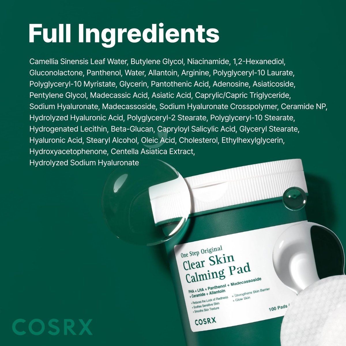 COSRX OneStep Original Clear Skin Calming Pad - 100 Pads, Dual-Sided Facial Pad with Green Tea Water & Cica for Soothing, Barrier Strengthening & Gentle Exfoliation - görsel 17