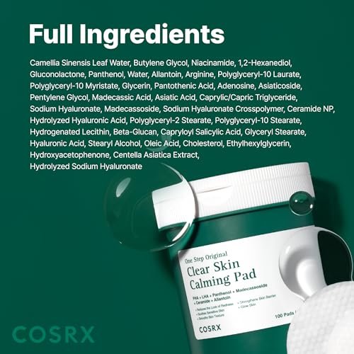 COSRX OneStep Original Clear Skin Calming Pad - 100 Pads, Dual-Sided Facial Pad with Green Tea Water & Cica for Soothing, Barrier Strengthening & Gentle Exfoliation - görsel 18