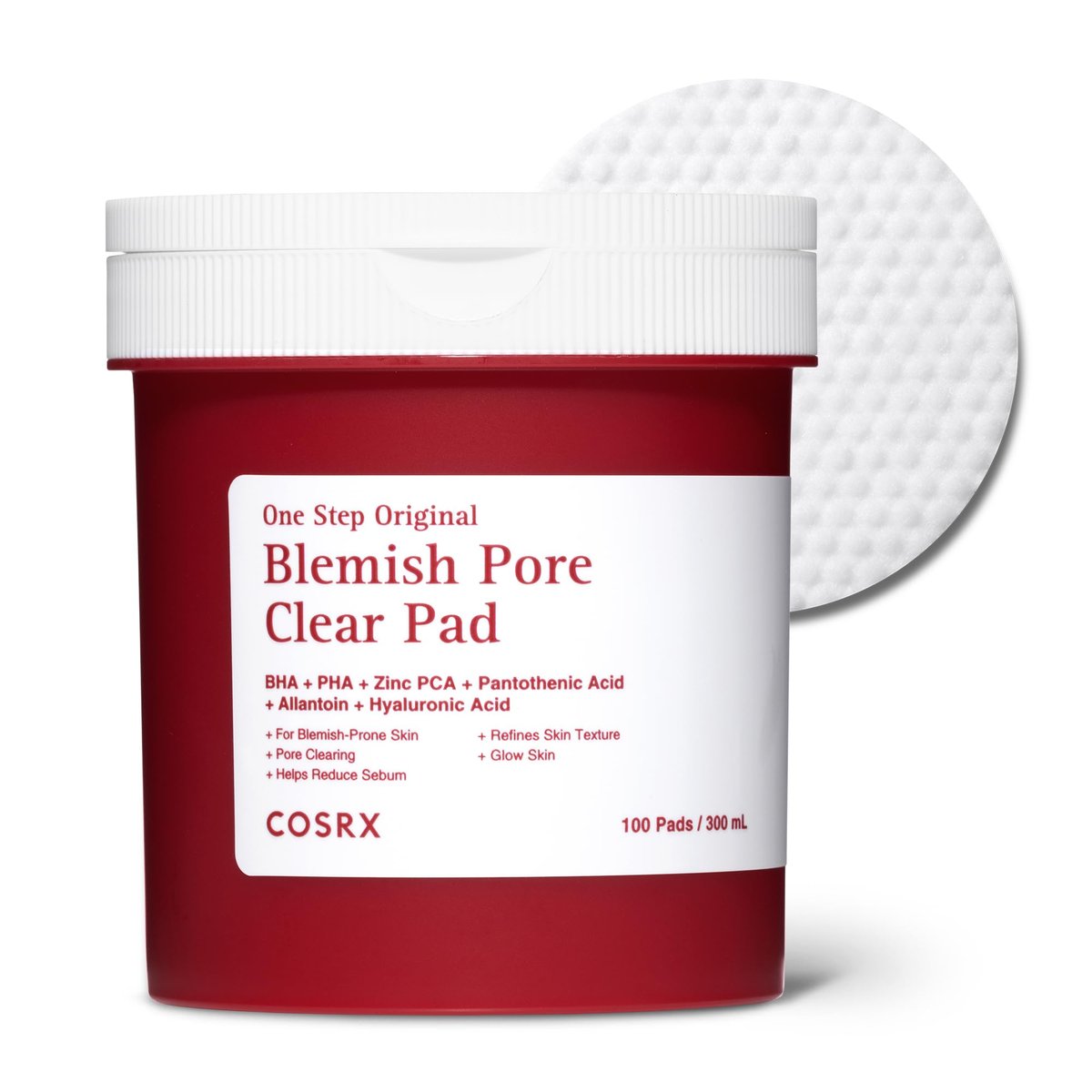 COSRX OneStep Original Blemish Pore Clear Pad – 100 Pads, Dual-Sided Exfoliating & Hydrating Facial Pad with BHA, PHA, Zinc PCA & 5 Hyaluronic Acids - görsel 1