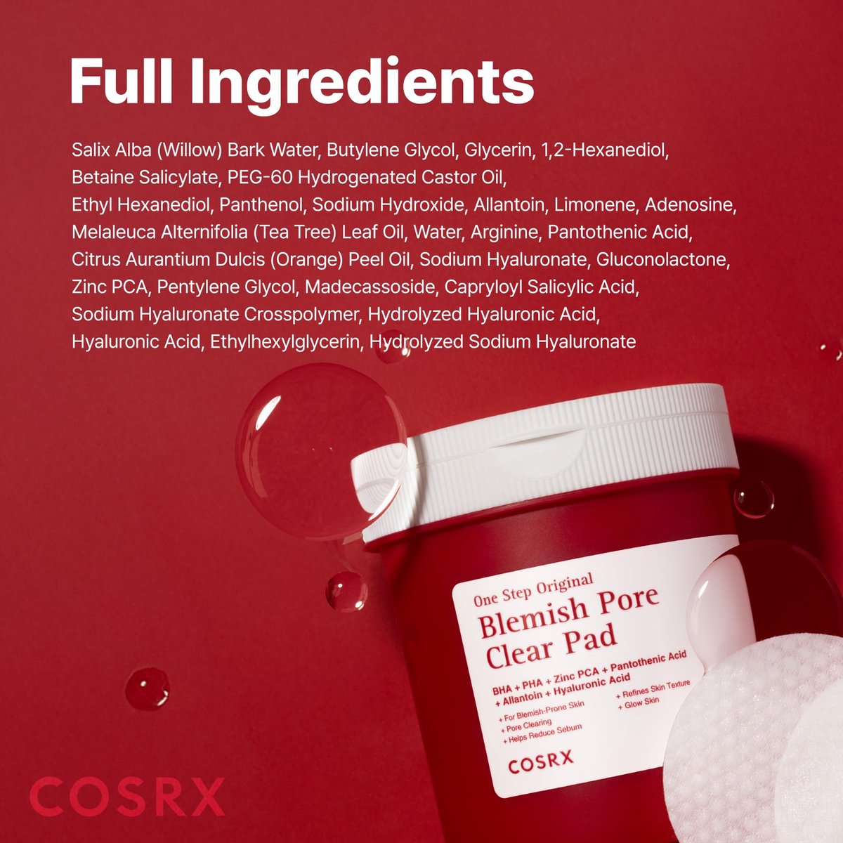 COSRX OneStep Original Blemish Pore Clear Pad – 100 Pads, Dual-Sided Exfoliating & Hydrating Facial Pad with BHA, PHA, Zinc PCA & 5 Hyaluronic Acids - görsel 17