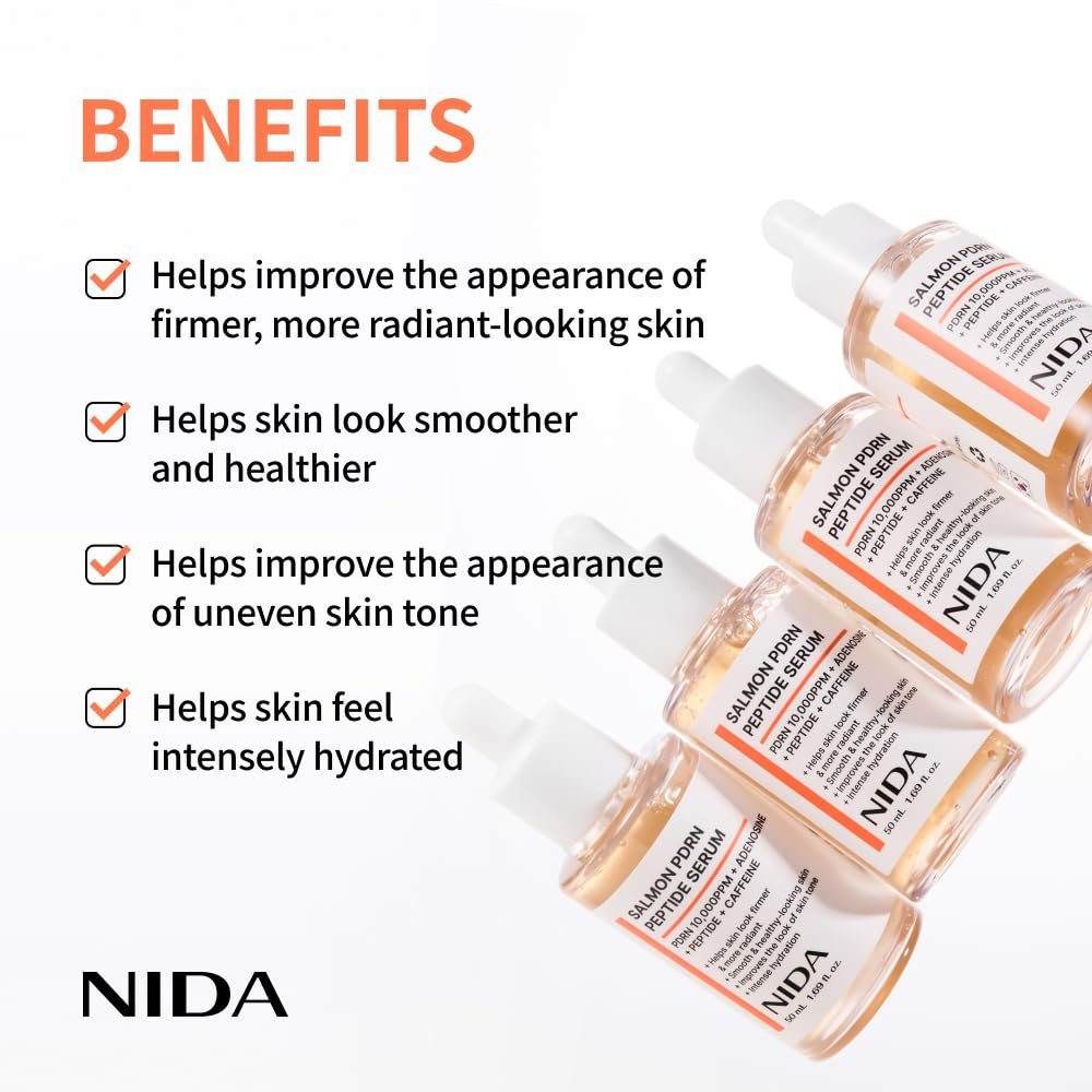 NIDA Salmon PDRN Peptide Serum – Firm, Hydrated & Healthy-Looking Skin with Salmon PDRN, Peptide, Adenosine, Caffeine | 1.69 fl.oz. / 50ml - görsel 5
