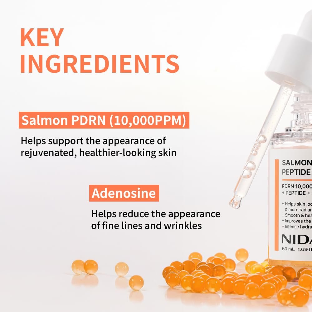 NIDA Salmon PDRN Peptide Serum – Firm, Hydrated & Healthy-Looking Skin with Salmon PDRN, Peptide, Adenosine, Caffeine | 1.69 fl.oz. / 50ml - görsel 7
