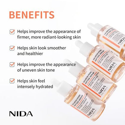NIDA Salmon PDRN Peptide Serum – Firm, Hydrated & Healthy-Looking Skin with Salmon PDRN, Peptide, Adenosine, Caffeine | 1.69 fl.oz. / 50ml