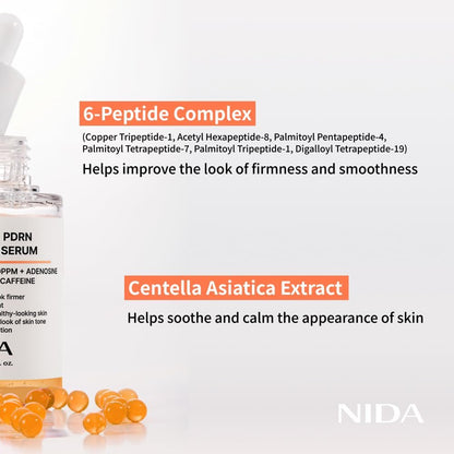 NIDA Salmon PDRN Peptide Serum – Firm, Hydrated & Healthy-Looking Skin with Salmon PDRN, Peptide, Adenosine, Caffeine | 1.69 fl.oz. / 50ml