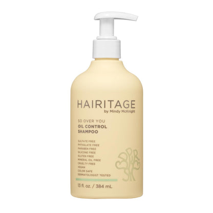 Hairitage Oil Control Clarifying Hair & Scalp Shampoo - Removes Buildup, Moisturizing, Lightweight, with Aloe Vera, Probiotics, Papaya, Sulfate Free & Color Safe, Vegan - 13 Fl Oz